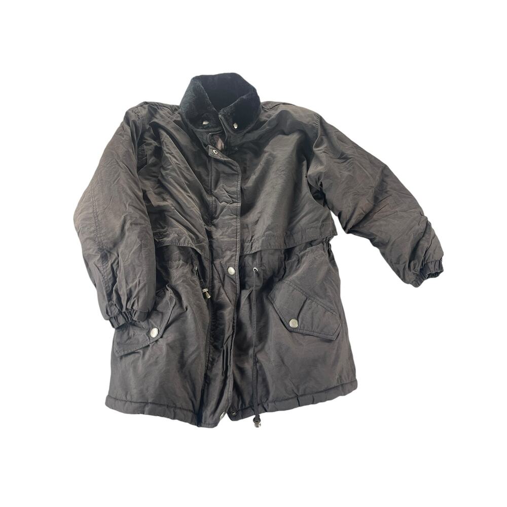 P.A. Originals Black Snap Button Down Puffer Coat Jacket Women's Size Medium
